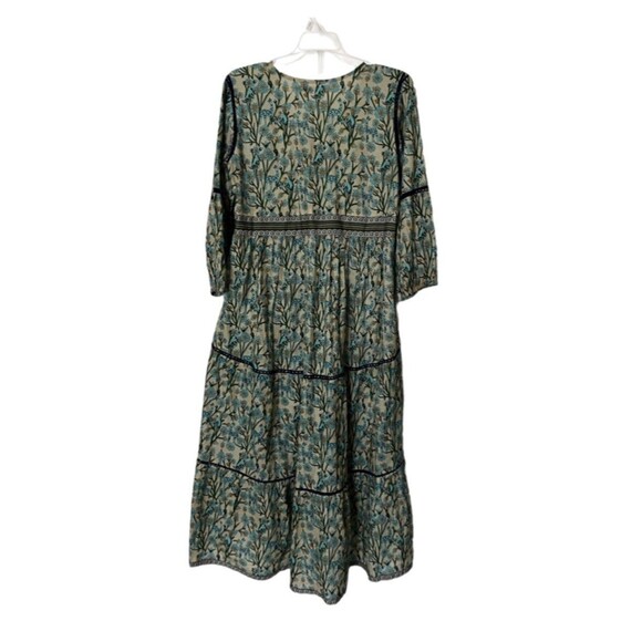 La Plage 100% Cotton V Neck Novelty Giraffe Bird Print Midi Dress - Picture 3 of 9